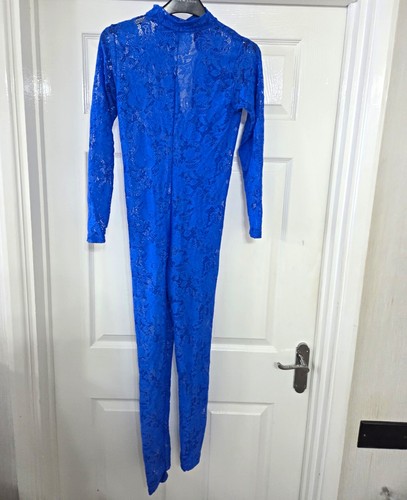 Dance leotard blue floral - leotard, lace