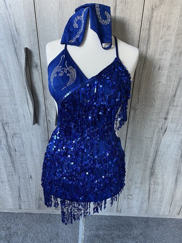 Latin dance wear blue - dance, tassel