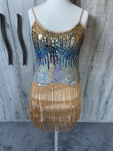 Latin dance wear gold - wear, blue