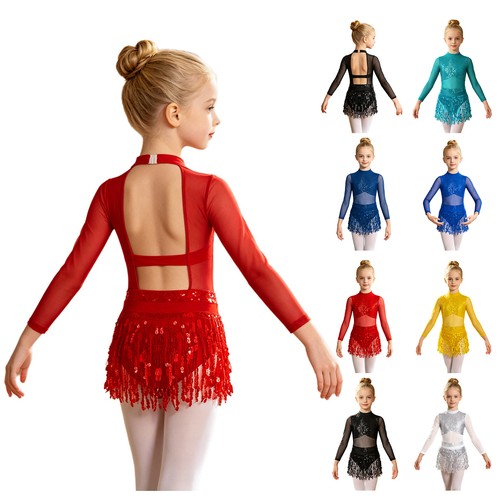 Girls sequin tassel latin - girls,